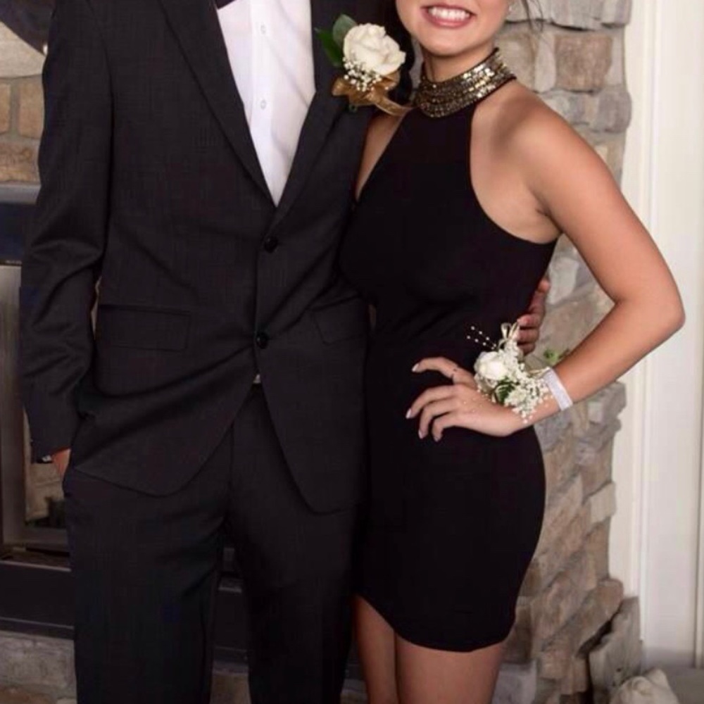 Bebe Embellished High Neck Bodycon Dress - Picture 2 of 4